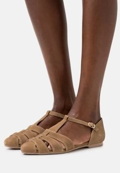 Pier One Leather- Ballerina'S Met Enkelbandjes - Beige