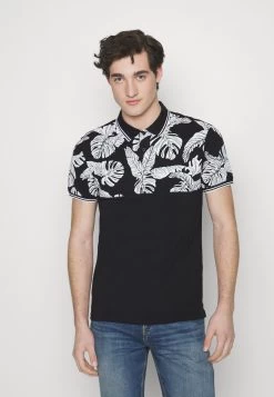 Pier One Yoke Mono- Poloshirt - Black/White